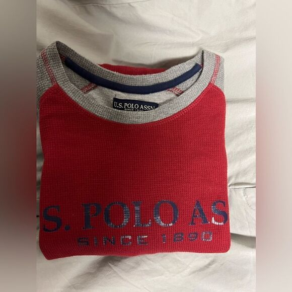 US Polo Assn. T-shirt Long Sleeve Cotton Red Gray Size 3XL - Picture 4 of 6
